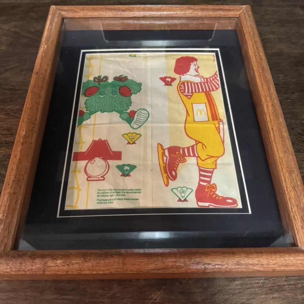 Vintage McDonald’s Happy Meal Bag, Wood Framed 15x12